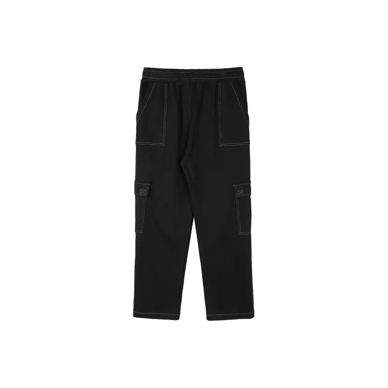 Phew Straight Thickened Casual Pants Unisex Black-1