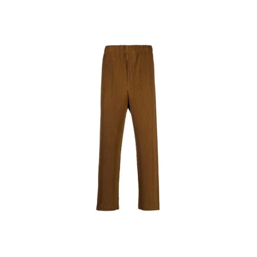 Homme Plissé Issey Miyake Casual Pants Men Mustard Yellow