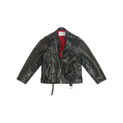 Balenciaga Leather Jackets Men Black