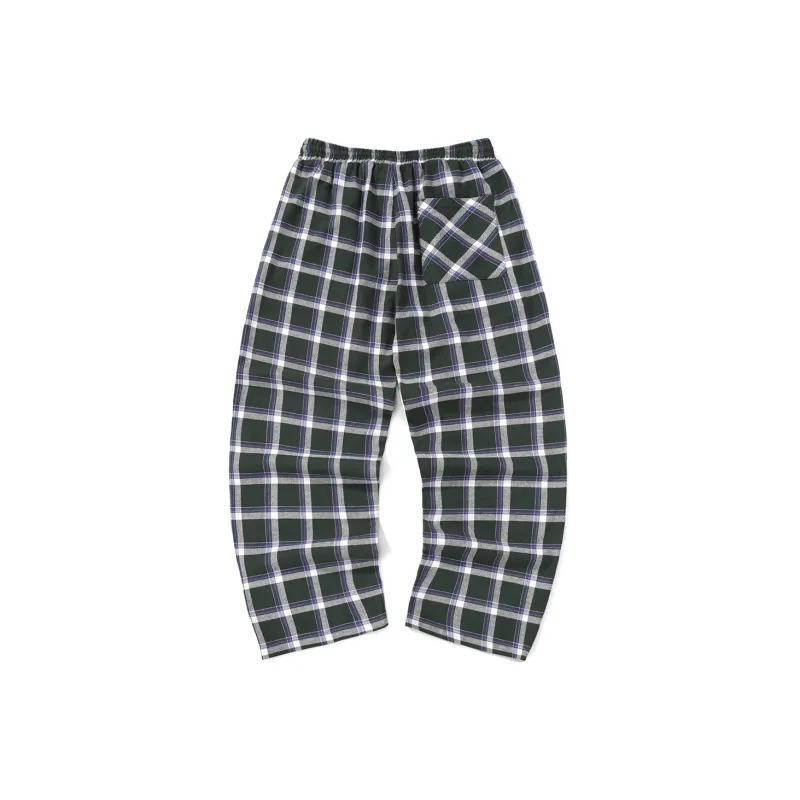 BIRDTALK Casual Pants Unisex Gray Green Plaid-1