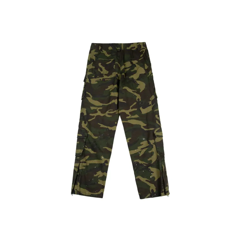 JUST VIBE Casual Pants Unisex Green Camouflage-1