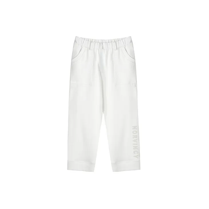 NORVINCY Warm Breathable Elastic Waistband Solid Color Casual Pants Unisex-9