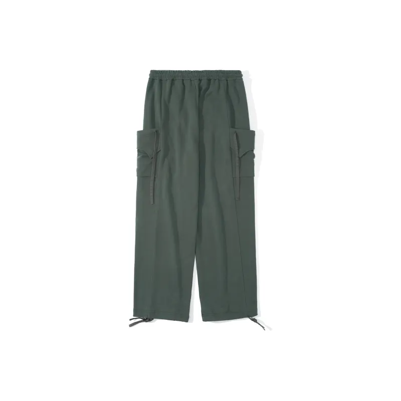 UNVESNO Wide Leg Casual Pants Unisex Dark Green-1