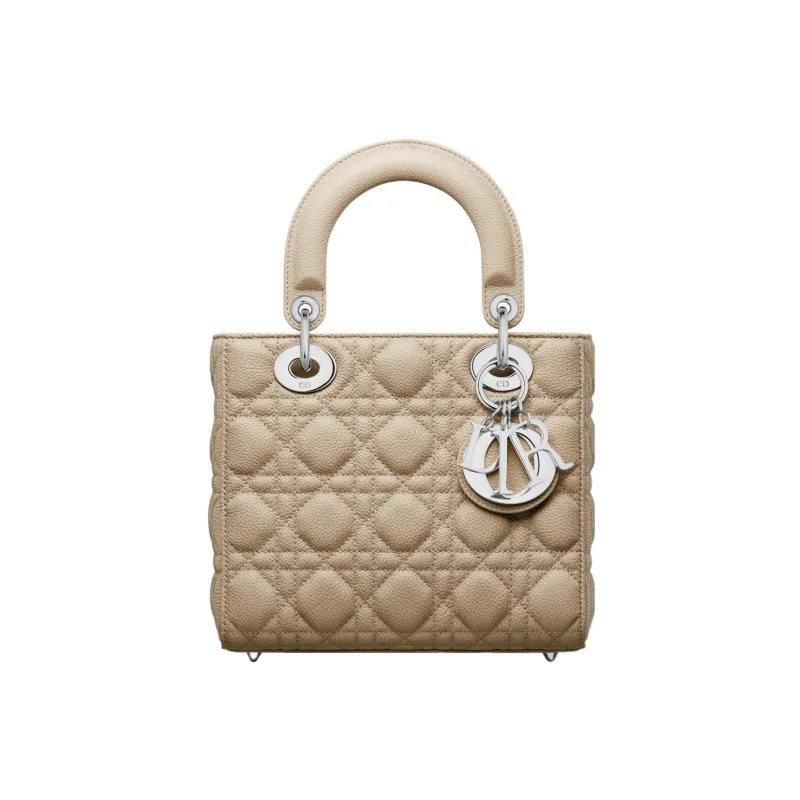 DIOR Lady Dior Grained Calfskin Shoulder Bag Crossbody Bag Handbag Small Size Women's Natural Khaki-0