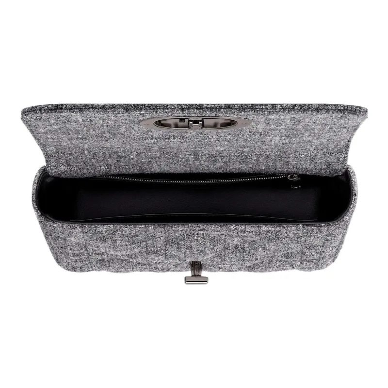 DIOR Caro Linen Handbag Shoulder Bag Crossbody Bag Medium Size Women's Gray-4