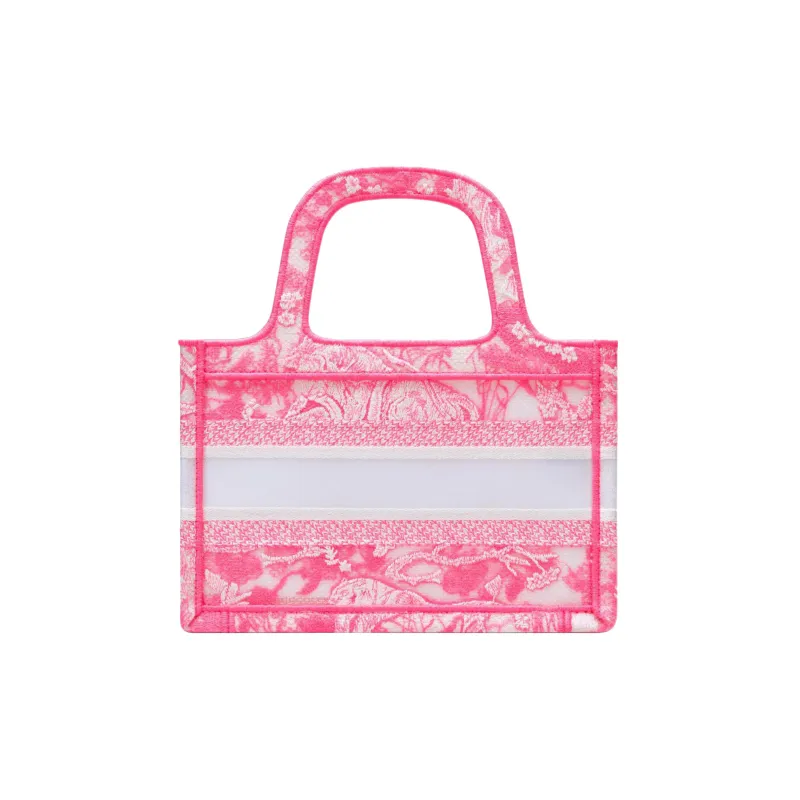 DIOR BookTote Canvas Tote Shoulder Bag Crossbody Bag Handbag Mini Women's Neon Pink-1