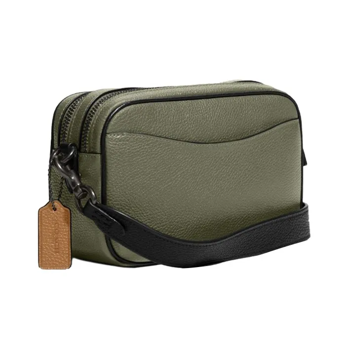 COACH Willow Pebbled Leather Camera Bag Shoulder Bag Crossbody Bag Small Size Women's Gray Green-1