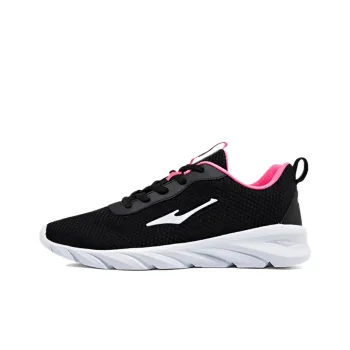Erke Running Shoes Women's Low Top Jet Black/Fluorescent Peach Pink
