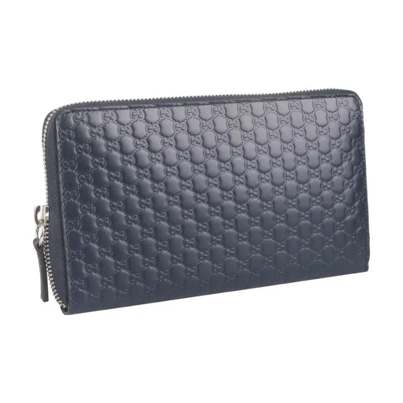 GUCCI Cow Leather Clutch Card Holder, Wallet Unisex Dark Blue-1