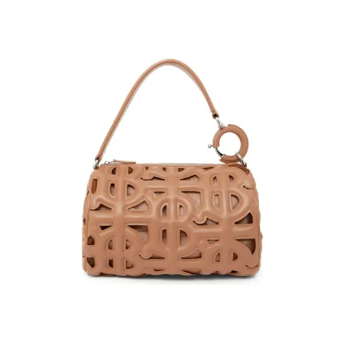 Burberry Quilting Lambskin Rhombi Shoulder Bag Women's Brown