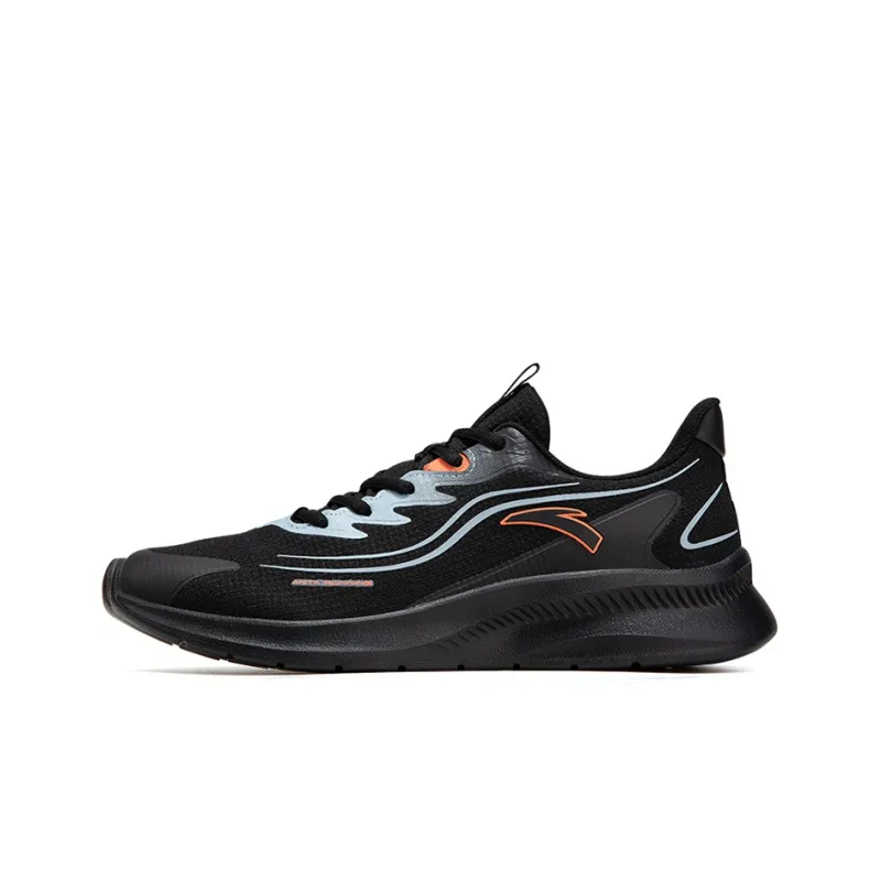 Anta Rebound Cushioning Breathable Lightweight Wear Resistant Slip Resistant Low Top Running Shoes Men's Black-0