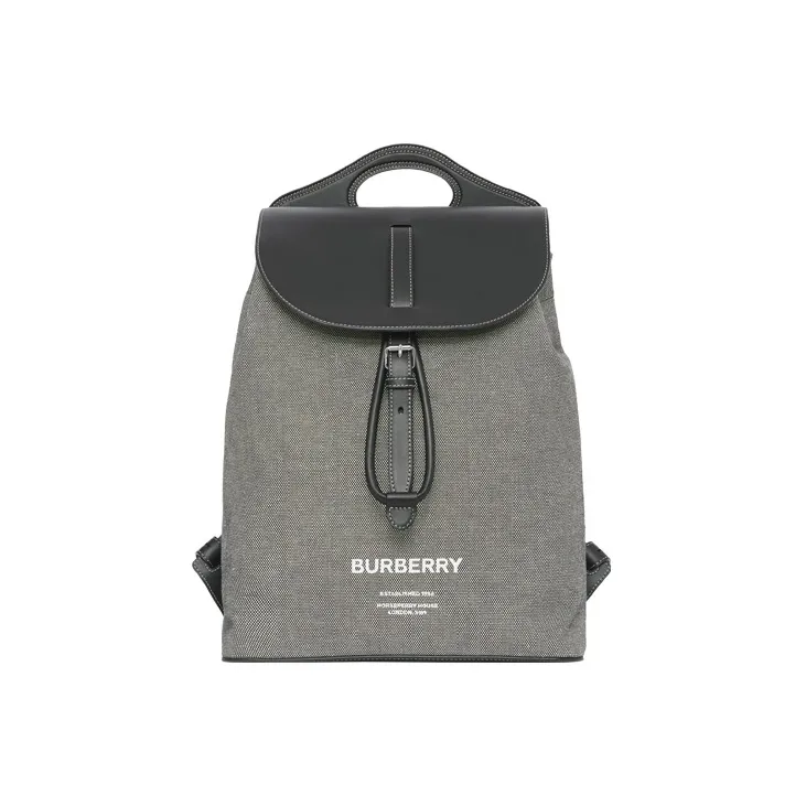 Burberry Horseferry Cotton With Cow Leather And Polyamide Backpack Men's Gray-0