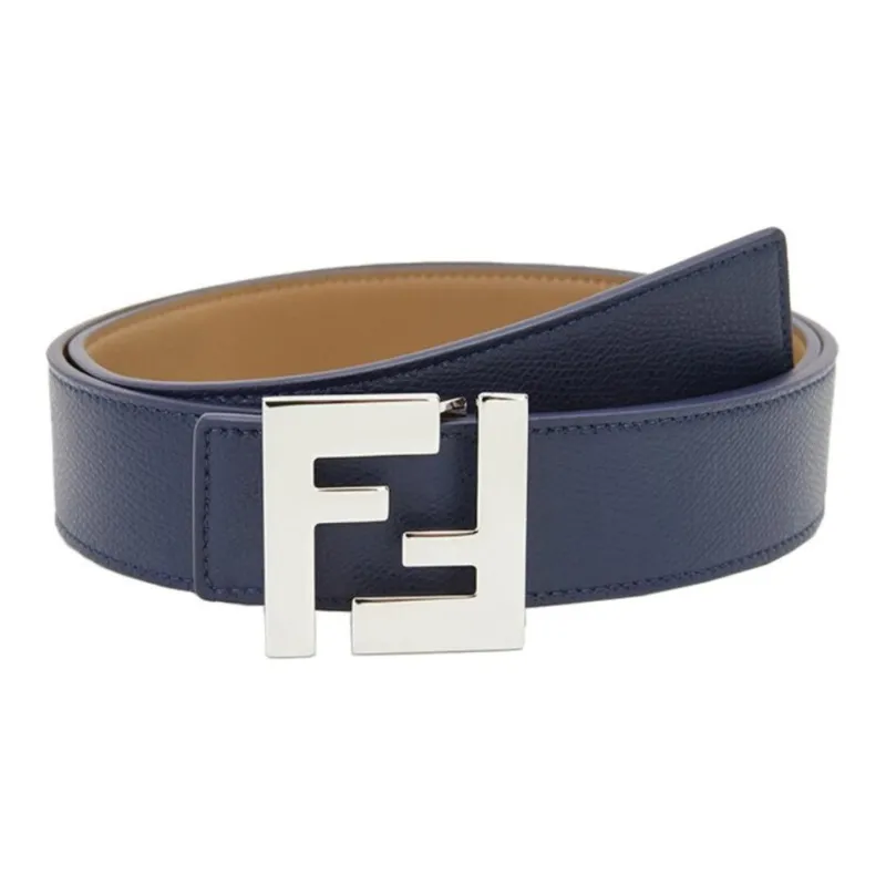 FENDI Leather Belts Men Navy Blue/Khaki-0