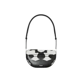 Burberry Lambskin Shoulder Bag, Portable Crossbody Bag Mini Women's Black White Color Scheme