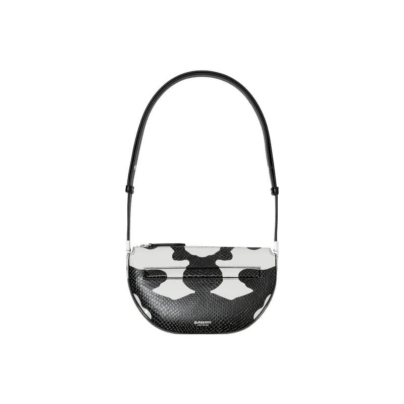 Burberry Lambskin Shoulder Bag, Portable Crossbody Bag Mini Women's Black White Color Scheme-0