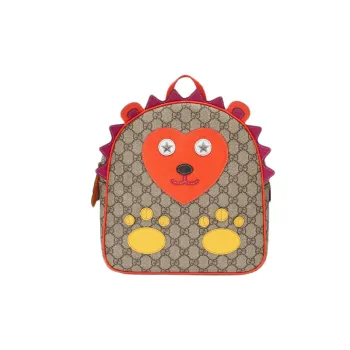 GUCCI Canvas Backpack Kids' Red & Yellow & Ebony