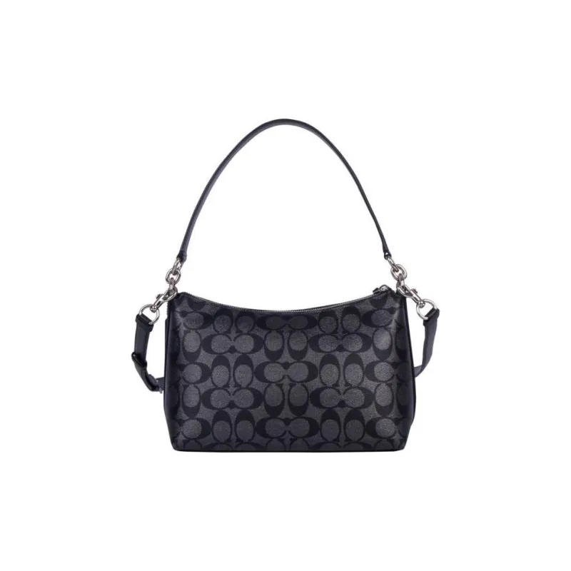 COACH Lewis Canvas With Leather Handbag, Shoulder Bag Medium Size Women's Black-2