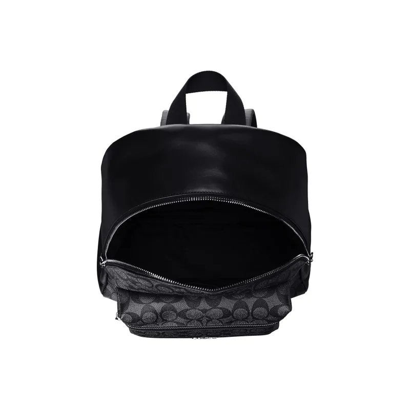 COACH Charlie Canvas With Calfskin Backpack Large Size Unisex Black-3