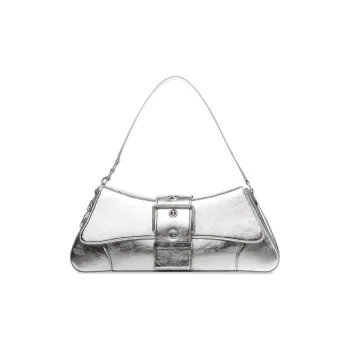Balenciaga LINDSAY Cow Leather Shoulder Strap Bag Women's Silver