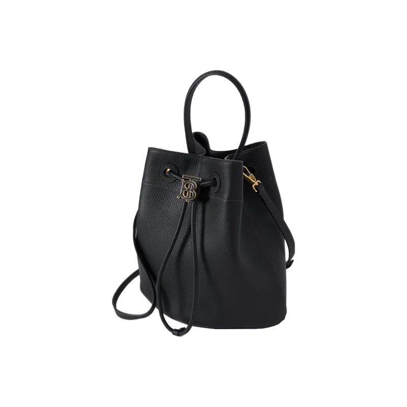 Burberry Leather Bucket Bags Crossbody Handbags Shoulder Bags Small Size Women's Black-1