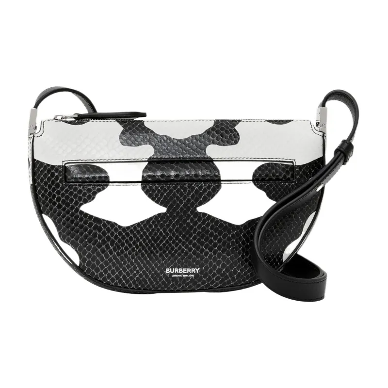 Burberry Lambskin Shoulder Bag, Portable Crossbody Bag Mini Women's Black White Color Scheme-1