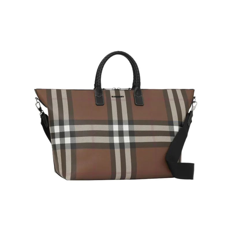 Burberry Cotton With Calfskin Travel Bag Tote Bag Shopping Bag Crossbody Bag Handbag Regular Men's Dark Birch Brown-2