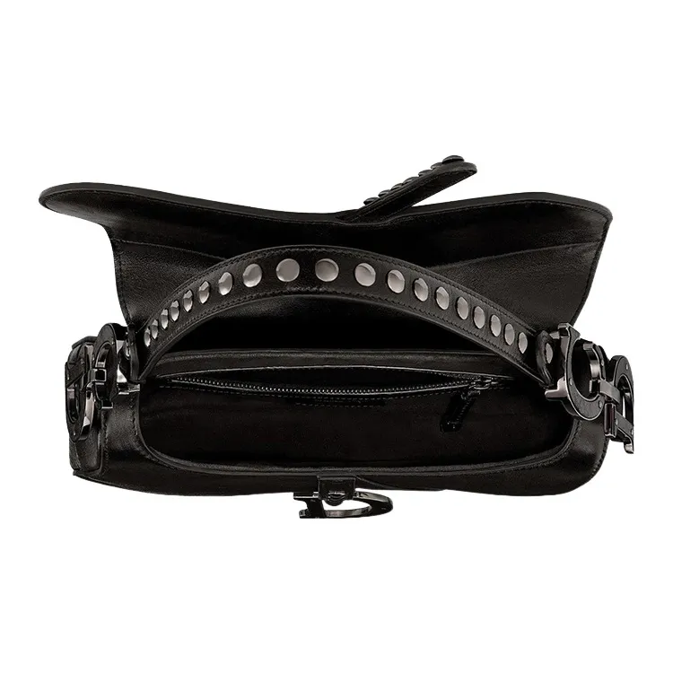DIOR Saddle Sheepskin Saddle Bag Handbag Shoulder Bag Women's Black-5