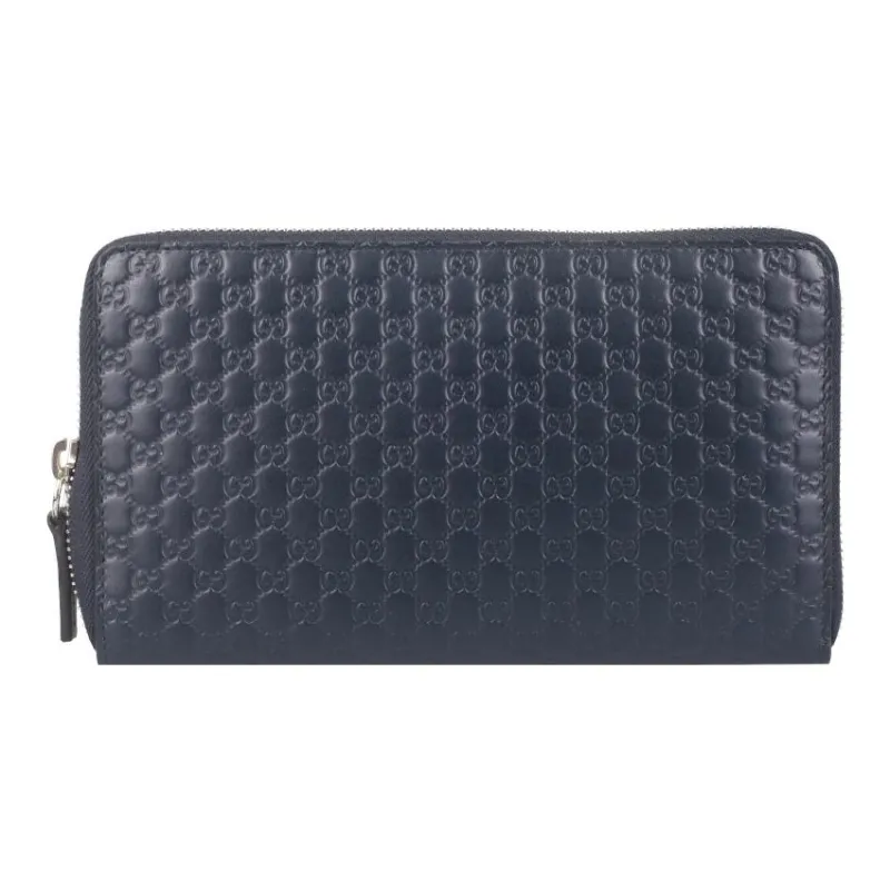GUCCI Cow Leather Clutch Card Holder, Wallet Unisex Dark Blue-0