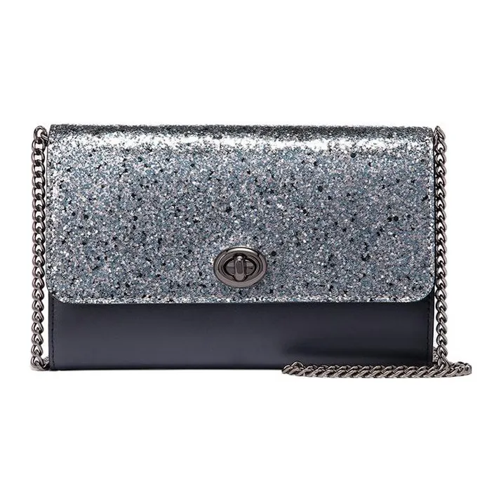 COACH Turnlock Calfskin Shoulder Bag, Crossbody Bag Small Size Women's Graphite-0