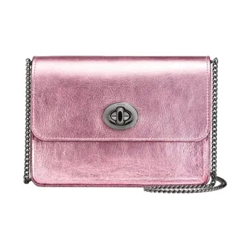 COACH Bowery Calfskin Shoulder Bag Crossbody Bag Small Size Women's Bright Pink