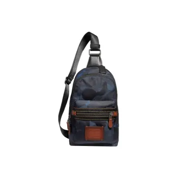 COACH Academy Fabric With Leather Fanny Pack Shoulder Bag Crossbody Bag Small Size Men's Denim Blue