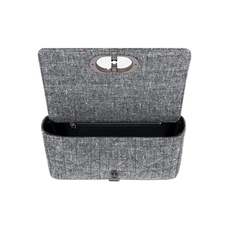 DIOR Caro Linen Handbag Shoulder Bag Crossbody Bag Medium Size Women's Gray-3
