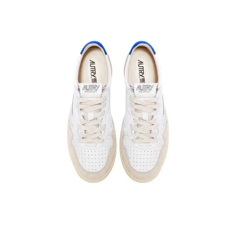 AUTRY Medalist Leather Suede Low White Azure Beige-2