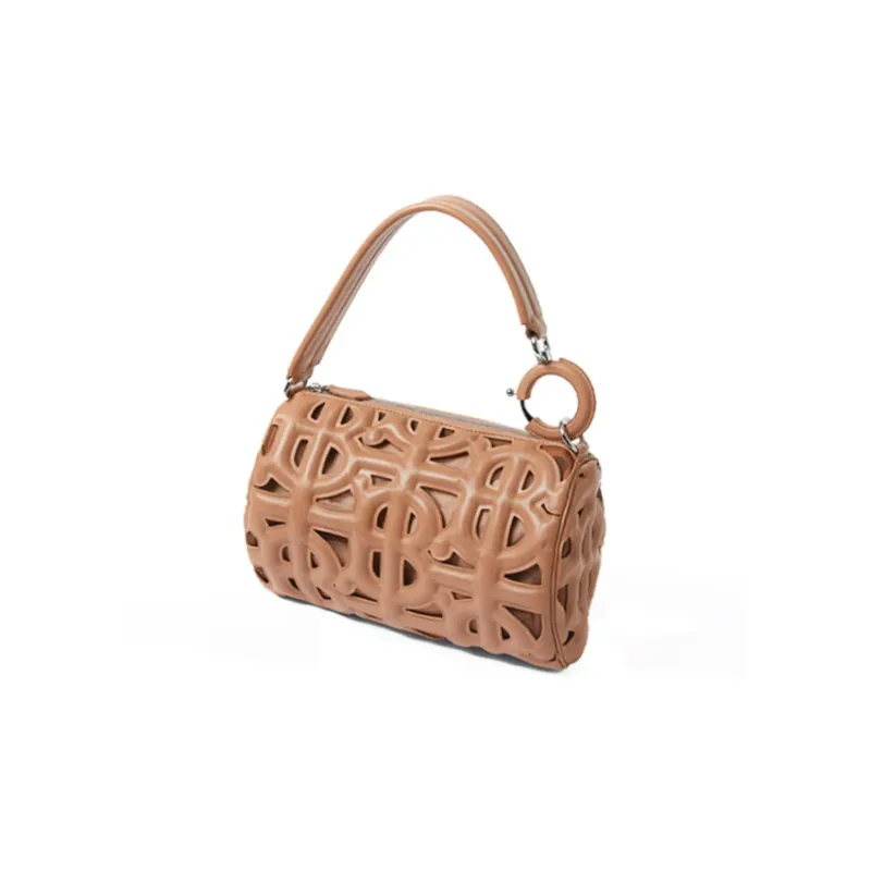 Burberry Quilting Lambskin Rhombi Shoulder Bag Women's Brown-1