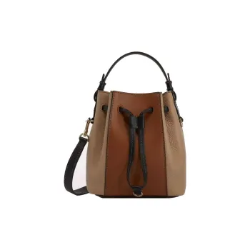 Furla Miastella Cow Leather Bucket Bags One Shoulder Handbag Crossbody Bag Mini Women's Brown & Khaki