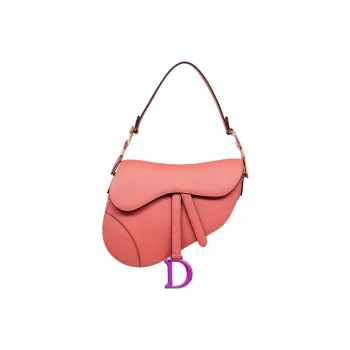 DIOR Saddle Cow Leather Shoulder Bag Women's Candy Color Ash Coral Pink