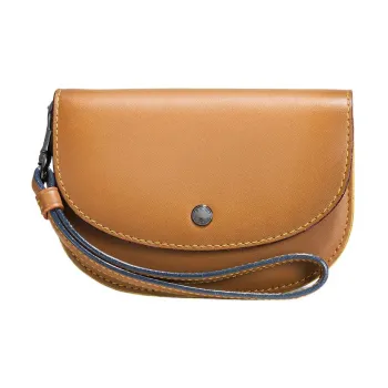 COACH Pouch Leather Clutch Small Size Women's Brown