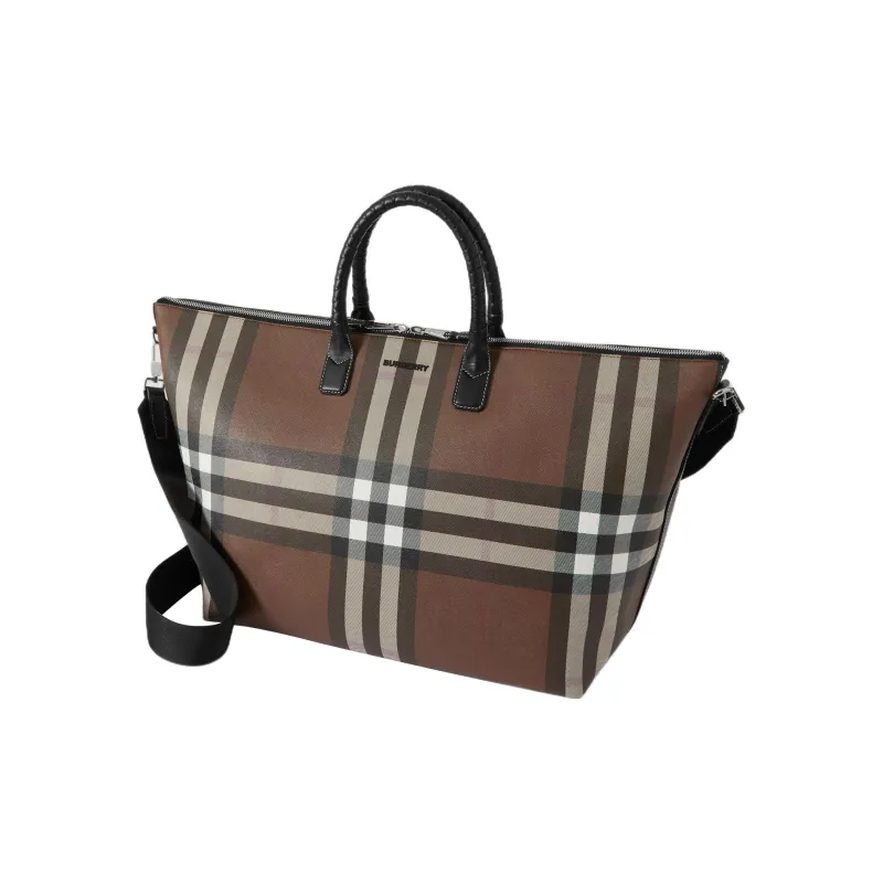 Burberry Cotton With Calfskin Travel Bag Tote Bag Shopping Bag Crossbody Bag Handbag Regular Men's Dark Birch Brown-3