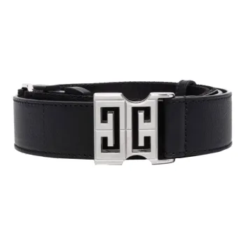 Givenchy Calfskin Leather Belts Unisex Black Width  3.5cm