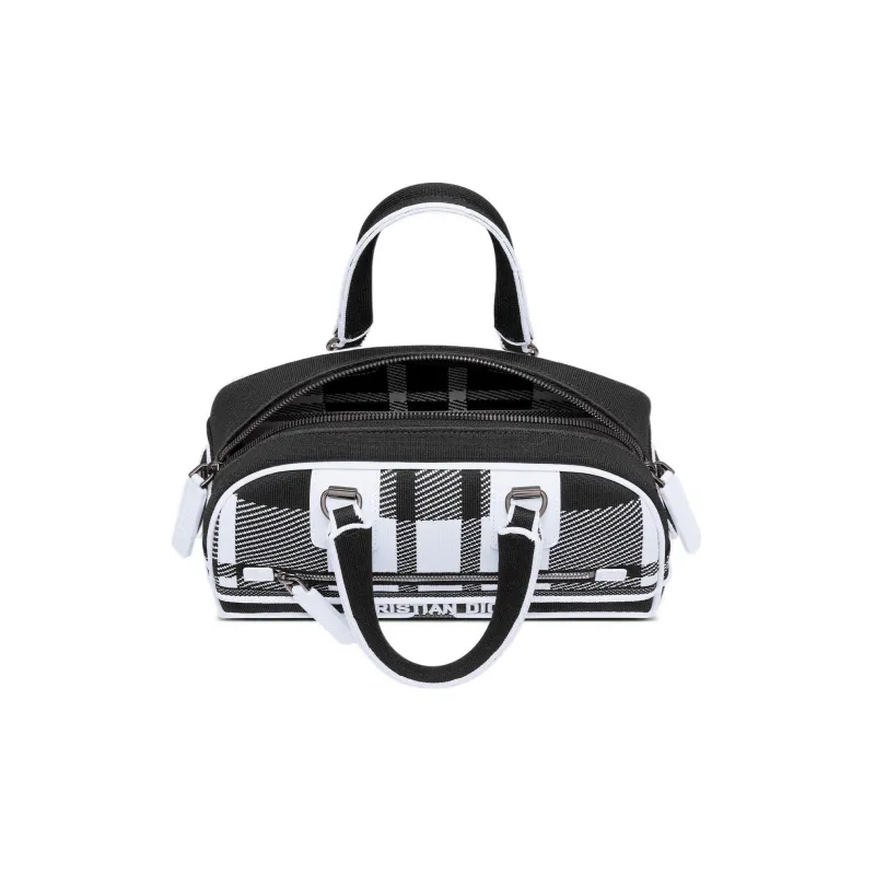 DIOR Fabric, Rubber Bowling Bag, Shoulder Bag, Crossbody Bag, Gym Bag, Travel Bag, Handbag Trumpets Women's Black White-3