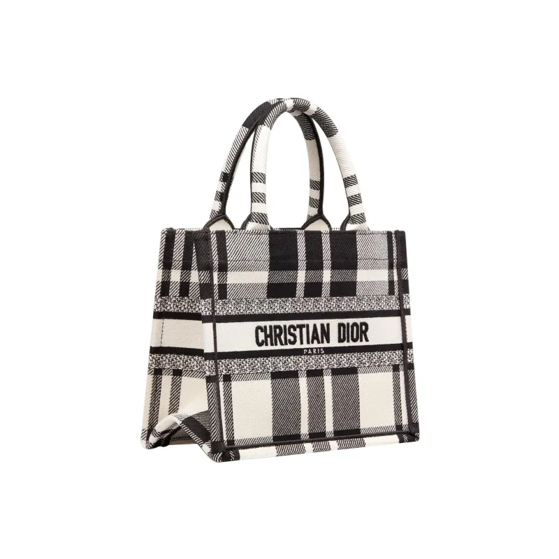 DIOR BookTote Embroidery Tote Bag Shopping Bag Shoulder Bag Handbag Small Size Women's Black White-2