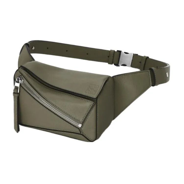 LOEWE Puzzle Bumbag In Classic Calfskin Mini Khaki Green-1