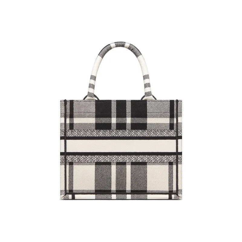 DIOR BookTote Embroidery Tote Bag Shopping Bag Shoulder Bag Handbag Small Size Women's Black White-1