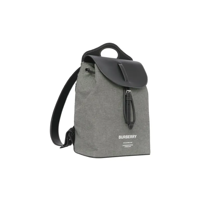 Burberry Horseferry Cotton With Cow Leather And Polyamide Backpack Men's Gray-3