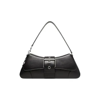 Balenciaga LINDSAY Cow Leather Shoulder Bag Women's Black