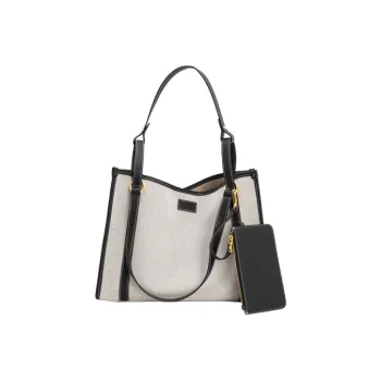 VENOF Cow Leather Tote Bag, Shopping Bag, Canvas Bag, Commute, Portable, One Shoulder Regular Women's White