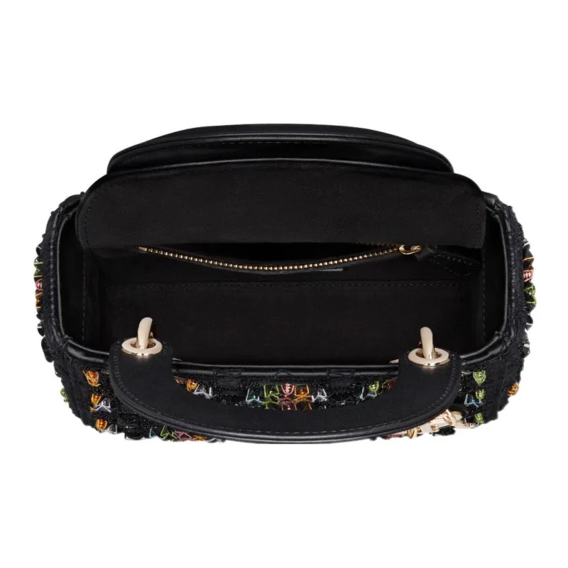 DIOR Lady Dior Embroidery Handbag Shoulder Bag Crossbody Bag Mini Women's Black-3