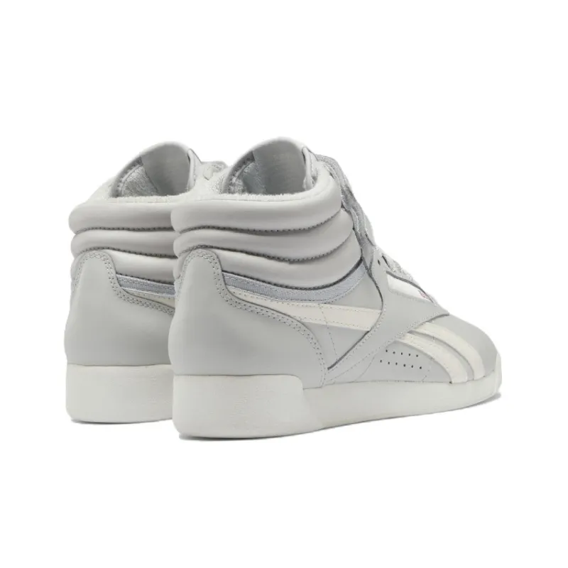 Reebok Freestyle Hi Anti-Slip Wear-Resistant Mid-Top Skateboard Shoes Women's Gray White-3