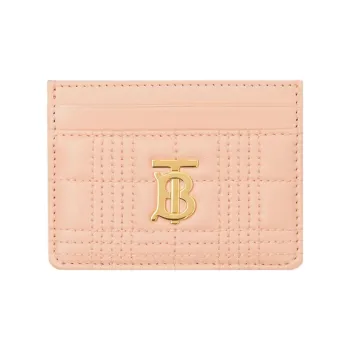 Burberry Lola Lola Bag Sheepskin Card Holder With Clip Women's Candy Color Peach Pink