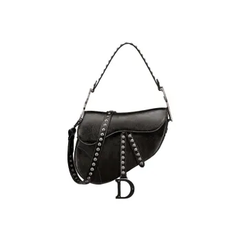 DIOR Saddle Sheepskin Saddle Bag Handbag Shoulder Bag Women's Black